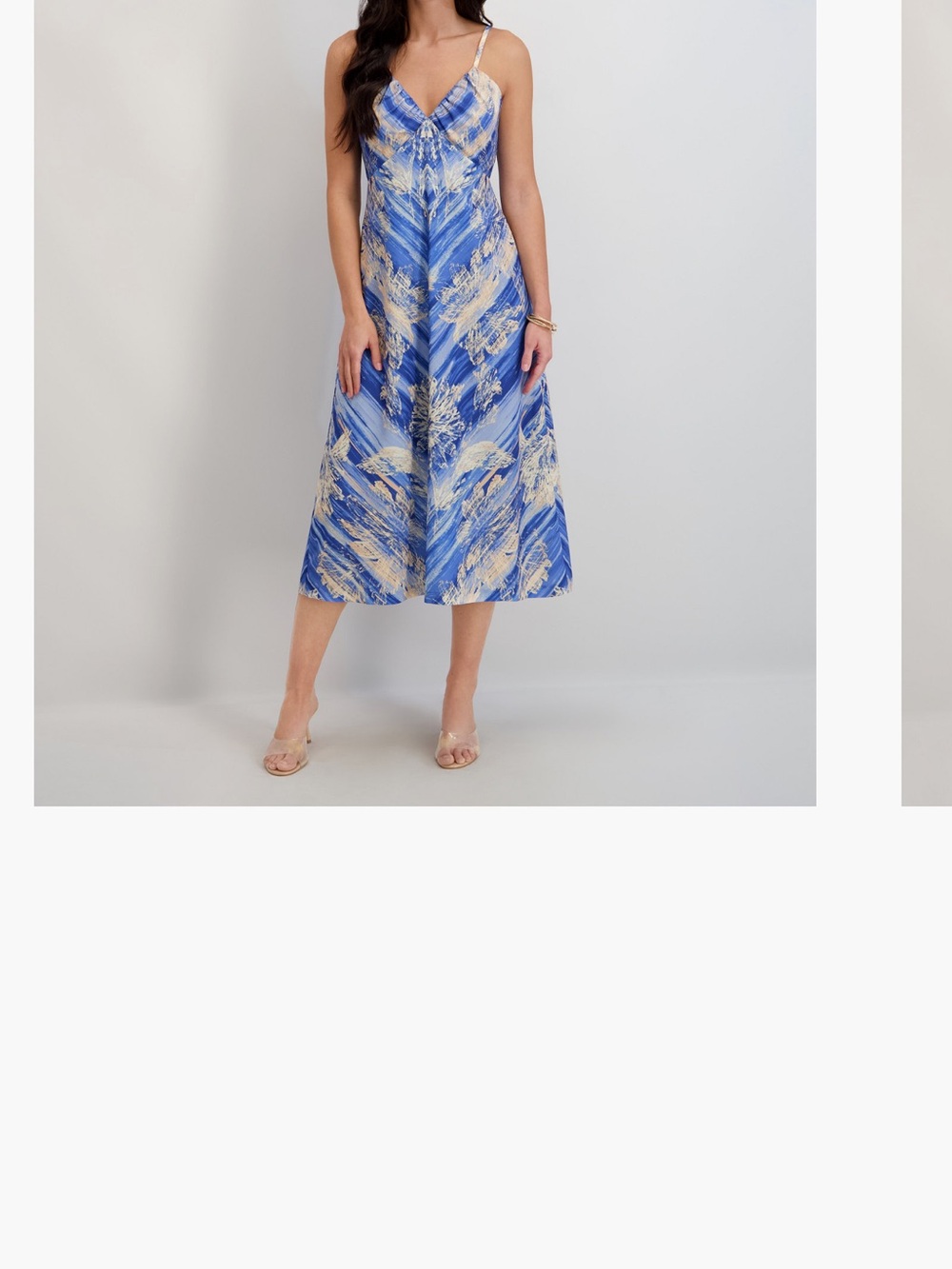 Siena Studio Blue & Cream Printed A-Line Midi Dress